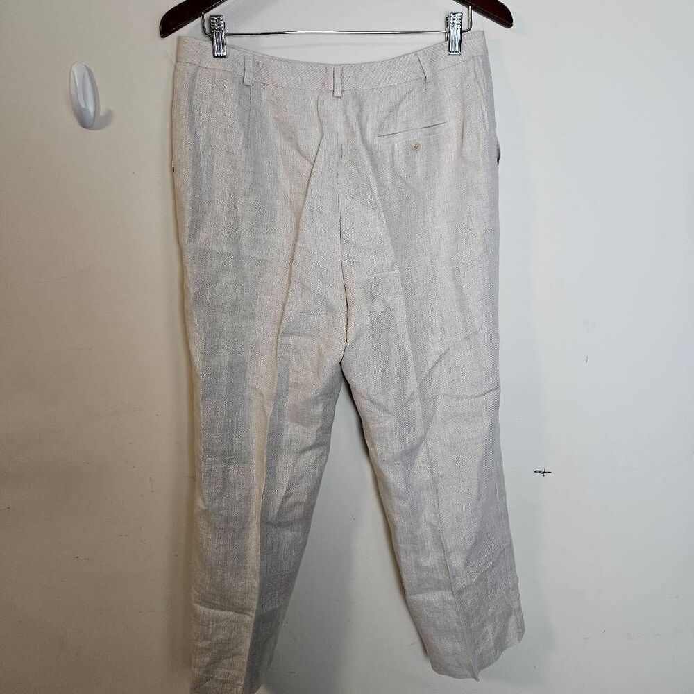 Talbots Irish Linen Cream Natural Tan Pants Suit Size 10/12 - Picture 6 of 8